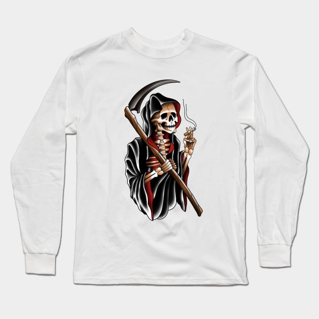 Traditional tattoo grim reaper Long Sleeve T-Shirt by Smurnov